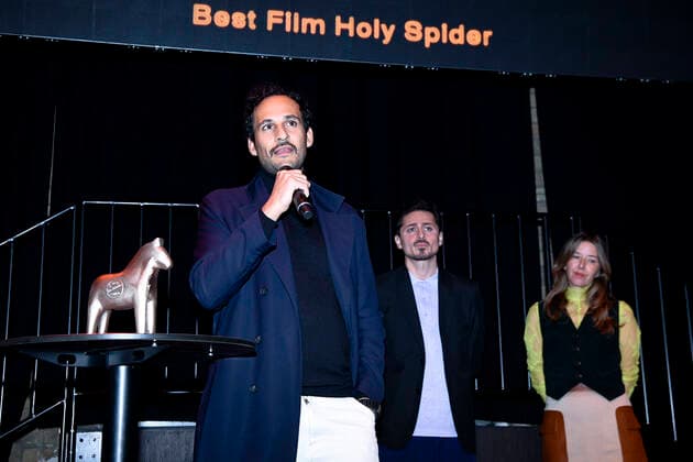 STOCKHOLM 20221118 Director Ali Abbasis receives the award for Best Film for Holy Spider at the Stockholm Film Festivals award ceremony at Bibliotek Live in Stockholm on Friday STOCKHOLM SWEDEN x12130x,  Copyright: xTimxAro TTx STOCKHOLM FILMFESTIVAL PRISCEREMONI 2022