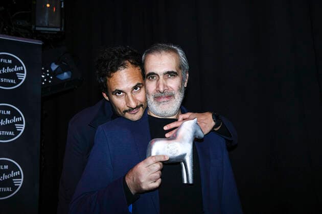 STOCKHOLM 20221118 Director Ali Abbasis, winner of the award for Best Film for Holy spider, and Mehdi Bajestani, winner of the award for Best Actor for his role in Holy Spider, at the Stockholm Film Festivals award ceremony at Bibliotek Live in Stockholm on Friday STOCKHOLM SWEDEN x12130x,  Copyright: xTimxAro TTx STOCKHOLM FILMFESTIVAL PRISCEREMONI 2022