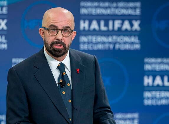 November 18, 2022, Halifax, NS, Canada: Peter Van Praagh, president of the Halifax International Security Forum, offers remarks at the opening session in Halifax on Friday, Nov.18, 2022. Halifax Canada  - ZUMAc35_ 20221118_zaf_c35_117 Copyright: xAndrewxVaughanx