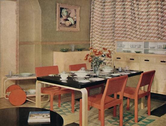 RECORD DATE NOT STATED Dining Room with Finnish furniture , 1938. Artist: Unknown. Copyright:xThexPrintxCollector HeritagexImagesx IMAGO ,2693526 ! ACHTUNG: AUFNAHMEDATUM GESCHÄTZT!  Copyright:ThexPrintxCollector HeritagexImagesx IMAGO