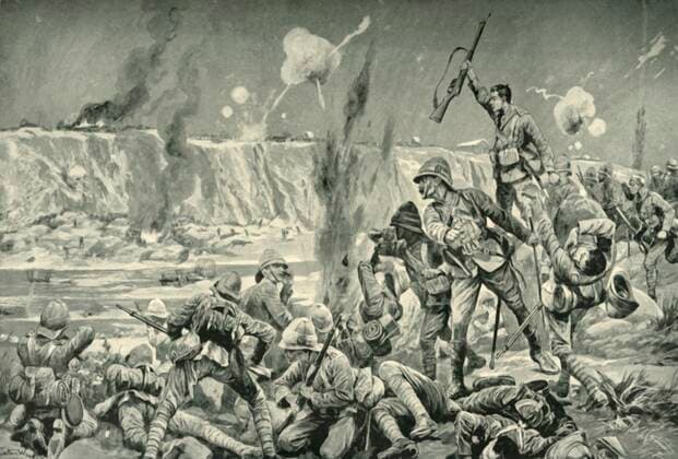 RECORD DATE NOT STATED Paardeberg: The Assault on Cronje s Position , (1901). Creator: Unknown. Copyright:xfiume,laxgente,maschio,uomo,uomini,LaxSudafrica,paese,uomo,Britannico,arma,armi,pistola,pistole,geografia,fucilazione,uniform,vestito,esplosione,guerra,posizione,ForzexArmate,secolo,GranxBretagna,soldati,soldato,concetto,imperiale,battaglia,B&W,sparare,MONOCROMO,Esercito,guerra,cascoxdelxmidollo,diciannovesimoxsecolo,nerox&xbianco,neroxexbianco,B W,armamento,1900s,ventesimoxsecolo,EsercitoxBritannico,diciannovesimoxsecolo,storia,storico,ThexPrintxCollector,RichardxCatonxWoodvillexII,BattlexofxPaardeberg,Boers,Unknown,Roberts,LordxFrederickxSleighxRoberts,MudxRiver,1899-1902,TCxandxECxJack,Jack,2ndxBoerxwar,Woodville,xRichardxCatonxII,RxCatonxWoodville,Cato Copyright:fiume,laxgente,maschio,uomo,uomini,LaxSudafrica,paese,uomo,Britannico,arma,armi,pistola,pistole,geografia,fucilazione,uniform,vestito,esplosione,guerra,posizione,ForzexArmate,secolo,GranxBre