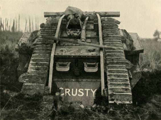 RECORD DATE NOT STATED British Mark IV tank on the Western Front, First World War, c1917, (c1920). Creator: Unknown. Copyright:xtrasporto,trasporto,veicolo,tecnologia,libro,Britannico,fango,guerra,partexanteriore,secolo,GranxBretagna,serbatoio,serbatoi,primaxguerraxmondiale,concetto,veicoloxcorazzato,Crusty,World.war.i,WWI,campoxdixbattaglia,B W,GuerraxmondialexUna,glixannix10,ventesimoxsecolo,ThexPrintxCollector,photograph,Unknown,KeystonexArchives,landship,ThexGreatxWorldxWar:xAxHistory,FrankxArthurxMumby,Mumby,FrankxArthur,GreshamxPublishingxCompany,GreshamxPublishingxCoxLtd,FrankxAxMumby,FrankxA.xMumby,FrankxA.,FrankxA,MarkxIVx IMAGO ,2752288 ! ACHTUNG: AUFNAHMEDATUM GESCHÄTZT!  Copyright:trasporto,trasporto,veicolo,tecnologia,libro,Britannico,fango,guerra,partexanteriore,secolo,GranxBretagna,serbatoio,serbatoi,primaxguerraxmondiale,concetto,veicoloxcorazzato,Crusty,World.war