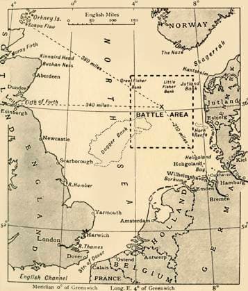 RECORD DATE NOT STATED The Scene of the Battle of Jutland, May 31-June 1, 1916 , (c1920). Creator: Unknown. Copyright:xmare,litorale,litoraneo,lineaxcostiera,libro,geografia,guerra,posizione,secolo,primaxguerraxmondiale,concetto,MarexdelxNord,battaglia,World.war.i,WWI,B W,GuerraxmondialexUna,glixannix10,ventesimoxsecolo,ThexPrintxCollector,map,Unknown,KeystonexArchives,DoggerxBank,theatrexofxwar,ThexGreatxWorldxWar:xAxHistory,FrankxArthurxMumby,Mumby,FrankxArthur,GreshamxPublishingxCompany,GreshamxPublishingxCoxLtd,FrankxAxMumby,FrankxA.xMumby,FrankxA.,FrankxA,JohnxRushworthxJellicoe,1stxEarlxJellicoe,Jellicoe,JohnxRushworthx IMAGO ,2752296 ! ACHTUNG: AUFNAHMEDATUM GESCHÄTZT!  Copyright:mare,litorale,litoraneo,lineaxcostiera,libro,geografia,guerra,posizione,secolo,primaxguerraxmondiale,concetto,MarexdelxNord,battaglia,World.war.i,WWI,B W,GuerraxmondialexUna,glixannix10,vent