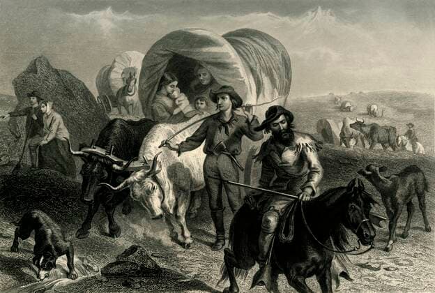 RECORD DATE NOT STATED Emigrants Crossing the Plains , c1869, (1874). Creator: Henry Bryan Hall Jr.. Copyright:xvoyage,transport,transport,animal,femelle,femmes,lesxgens,mâle,homme,hommes,animaux,chevaux,équitation,cavalier,cavaliers,arts,pays,chien,chiens,livre,type,boeuf,chariot,immigration,ouestxsauvage,plaine,endroit,siècle,Colonial,invasion,caravane,littérature,chariot,concept,émigration,pionnier,chariotxcouvert,immigré,boeufs,immigrés,Envahisseur,transportsxroutiers,colon,trainxdexchariot,19èmexsiècle,B W,pionniers,émigrant,émigrants,dix-neuvièmexsiècle,plaines,chariots,Américain,LESxEtats-Unis,ThexPrintxCollector,FelixxOctaviusxCarrxDarley,engraving,landscape,settlers,invaders,steel,Thomas,Moran,expansionism,Appleton,d,Bryant,D.,waggons,Darley,xFelixxOct  Copyright:voyage,transport,transport,animal,femelle,femmes,lesxgens,mâle,homme,hommes,animaux,chevaux,équitation,cavalier,cavaliers,arts,pays,chien,chiens,livre,type,boeuf,chariot,immigration,ouestxsa