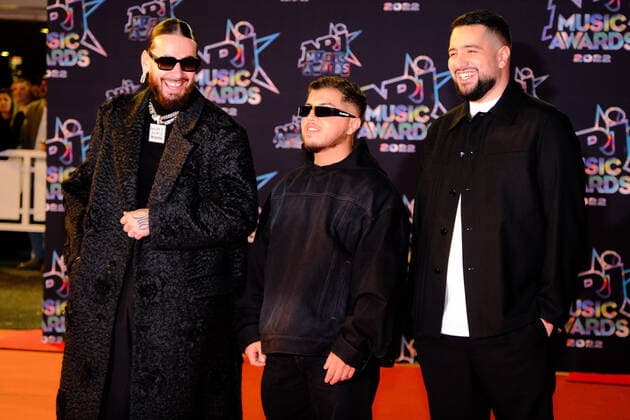 24eme NRJ Music Awards, arrivÃ e sur le Tapis Rouge en attente des nominations. (G a D) SCH, Hamza Sauce God et Zeg P . 286122 2022-11-18 Provence Alpes Cote d Azur Cannes France  Copyright: xPhilippexFarjonx STAR_286122_071