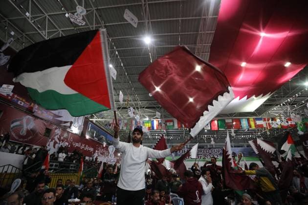 Palestinians attend to watch the football match between the Qatar team and the Ecuadorian team Palestinians attend to watch the football match between the Qatar team and the Ecuadorian team in the Saad Sayel Stadium dedicated to watch the matches the FIFA World Cup Qatar 2022 in Gaza City, on 20 November 2022, Organized by Gaza Re-Construction Committee, in Gaza city on November 20, 2022. The 2022 FIFA World Cup is an association football tournament, contested by the men s national teams of FIFA s member associations and the 22nd FIFA World Cup. It is taking place in Qatar from 20 November to 18 December 2022. This is the first World Cup to be held in the Arab world, and the second World Cup held entirely in Asia after the 2002 tournament i Copyright: xapaimagesxAshrafxAmrax xapaimagesx