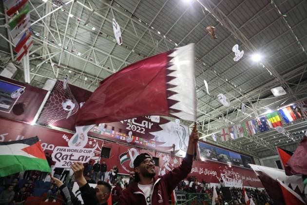 Palestinians attend to watch the football match between the Qatar team and the Ecuadorian team Palestinians attend to watch the football match between the Qatar team and the Ecuadorian team in the Saad Sayel Stadium dedicated to watch the matches the FIFA World Cup Qatar 2022 in Gaza City, on 20 November 2022, Organized by Gaza Re-Construction Committee, in Gaza city on November 20, 2022. The 2022 FIFA World Cup is an association football tournament, contested by the men s national teams of FIFA s member associations and the 22nd FIFA World Cup. It is taking place in Qatar from 20 November to 18 December 2022. This is the first World Cup to be held in the Arab world, and the second World Cup held entirely in Asia after the 2002 tournament i Copyright: xapaimagesxAshrafxAmrax xapaimagesx