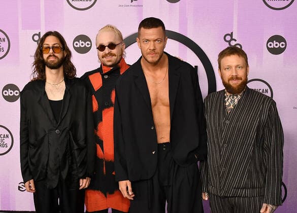 Daniel Wayne Sermon, Daniel Platzman, Dan Reynolds and Ben McKee of Imagine Dragons attend the 2022 American Music Awards at Microsoft Theater on November 20, 2022 in Los Angeles, California. Photo: Casey Flanigan imageSPACE MediaPunch Copyright: ximageSPACEx
