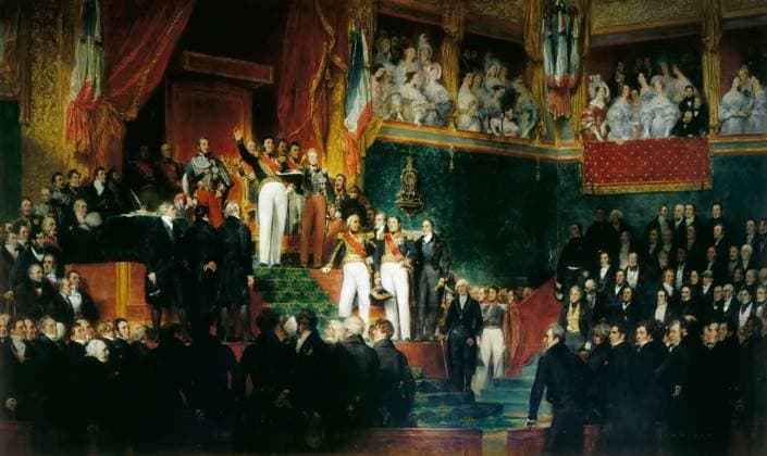 RECORD DATE NOT STATED Louis-Philippe I is sworn in as king before the Chamber of Deputies, 9th August 1830. Artist: Dev?ria, Eug?ne (1805-1865) Copyright:x?xFinexArtxImages HeritagexImagesx IMAGO ,2613962 ! ACHTUNG: AUFNAHMEDATUM GESCHÄTZT!  Copyright:?xFinexArtxImages HeritagexImagesx IMAGO