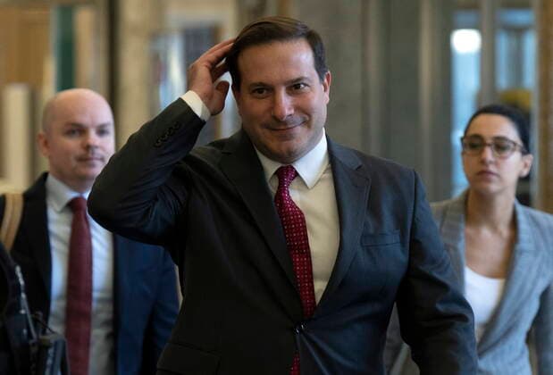 November 22, 2022, Ottawa, ON, Canada: Public Safety Minister Marco Mendicino fixes his hair as he walks through a hallway before testifying at the Public Order Emergency Commission, Tuesday, November 22, 2022 in Ottawa. Ottawa Canada  - ZUMAc35_ 20221122_zaf_c35_007 Copyright: xAdrianxWyldx