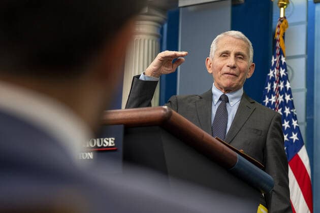 Dr. Antony Fauci, Chief Medical Advisor to the President of United States, and Dr. Ashish Jha, MD, MPH, coordinator, White House COVID-19 Response, speak at the daily briefing at the White House in Washington, DC on Tuesday, November 22, 2022.  WAP20221122509 KenxCedeno