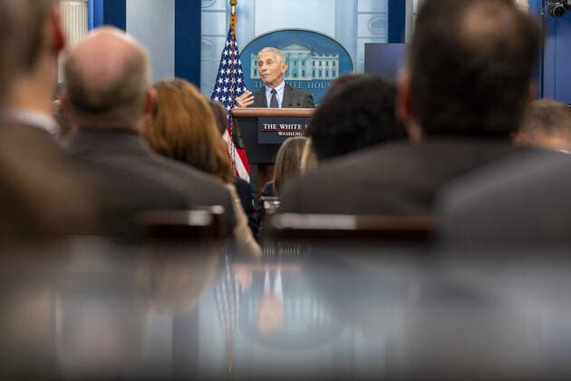 Dr. Antony Fauci, Chief Medical Advisor to the President of United States, and Dr. Ashish Jha, MD, MPH, coordinator, White House COVID-19 Response, speak at the daily briefing at the White House in Washington, DC on Tuesday, November 22, 2022.  WAP20221122501 KenxCedeno