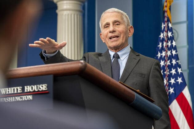 Dr. Antony Fauci, Chief Medical Advisor to the President of United States, and Dr. Ashish Jha, MD, MPH, coordinator, White House COVID-19 Response, speak at the daily briefing at the White House in Washington, DC on Tuesday, November 22, 2022.  WAP20221122508 KenxCedeno