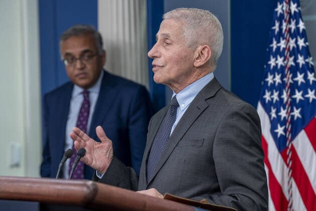 Dr. Antony Fauci, Chief Medical Advisor to the President of United States, and Dr. Ashish Jha, MD, MPH, coordinator, White House COVID-19 Response, speak at the daily briefing at the White House in Washington, DC on Tuesday, November 22, 2022.  WAP20221122515 KenxCedeno