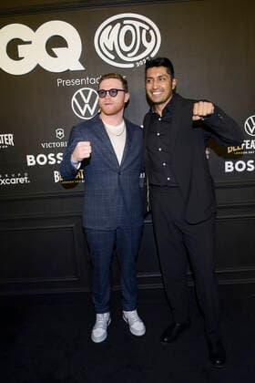 GQ Men Of tHe Year Black Carpet November 22, Mexico City, Mexico: Saul Alvarez ˜El Canelo™ and Tenoch Huerta attend the black carpet of the GQ Men Of The Year Awards at Proyecto Publicol Prim. on November 22, 2022 in Mexico City, Mexico. (Photo by Carlos Tischler Eyepix Group) Copyright: xCarlosxTischler xEyepixxGroupx CT_22112022_82071