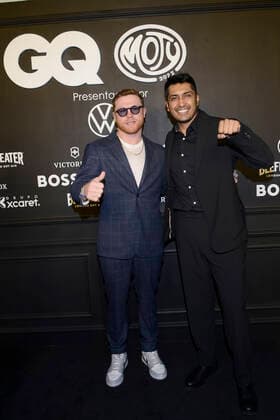 GQ Men Of tHe Year Black Carpet November 22, Mexico City, Mexico: Saul Alvarez ˜El Canelo™ and Tenoch Huerta attend the black carpet of the GQ Men Of The Year Awards at Proyecto Publicol Prim. on November 22, 2022 in Mexico City, Mexico. (Photo by Carlos Tischler Eyepix Group) Copyright: xCarlosxTischler xEyepixxGroupx CT_22112022_82072