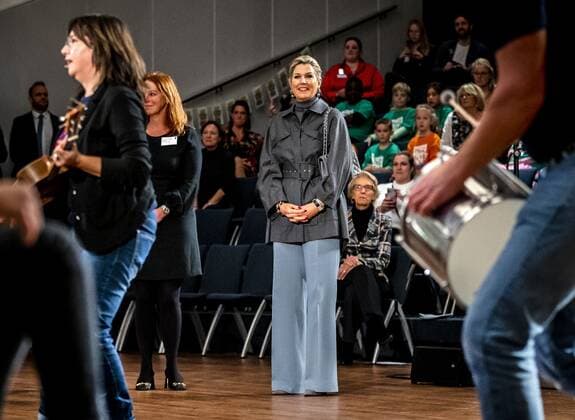 HILVERSUM Queen Maxima during a working visit to the Muziekcentrum van de Omroep During the visit, the Queen will attend the signing of the Music Agreement for special education, as honorary chairman of the Meer Muziek in de Klas foundation ANP REMKO DE WAAL netherlands out belgium out  Copyright: xx x458240674x originalFilename: 458240674.jpg