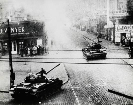 Soviet Union tanks in the streets, Budapest, Hungary 1956 