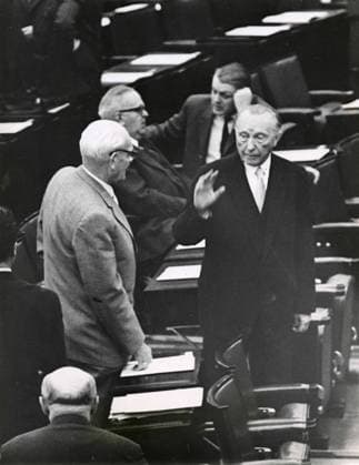 Chancellor of the Federal Republic of Germany Konrad Adenauer in the Parliament, 1961 