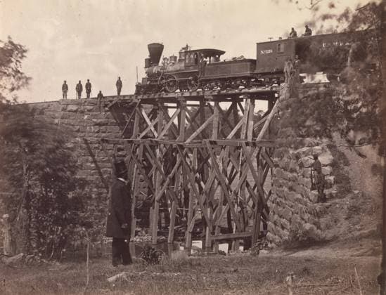 RECORD DATE NOT STATED Bridge on Orange and Alexandria Rail Road, as Repaired by Army Engineers under Colonel Her..., 1865. Creator: Andrew Joseph Russell. Copyright:xHeritagexArt HeritagexImagesx IMAGO ,2778458 ! ACHTUNG: AUFNAHMEDATUM GESCHÄTZT!  Copyright:HeritagexArt HeritagexImagesx IMAGO