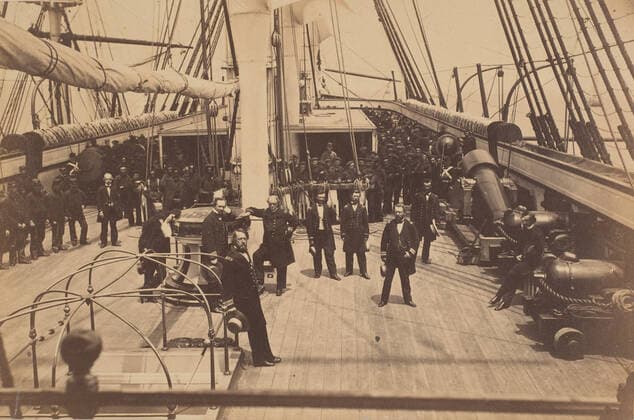 RECORD DATE NOT STATED Deck of U.S. Ship Vermont, ca. 1863. Creator: Henry P. Moore. Copyright:xHeritagexArt HeritagexImagesx IMAGO ,2779093 ! ACHTUNG: AUFNAHMEDATUM GESCHÄTZT!  Copyright:HeritagexArt HeritagexImagesx IMAGO