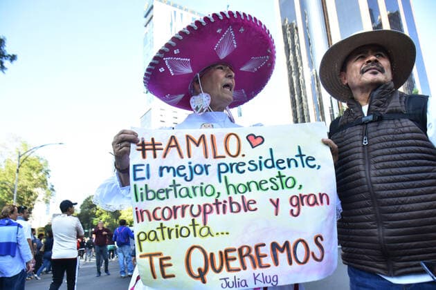 Mexico™s President Heads March of Transformation November 27, 2022, Mexico City, Mexico: Persons join during the March of Transformation in support of the Mexican President Andres Manuel Lopez Obrador at the Angel of Independence towards the Zocalo, prior to Lopez Obrador 4th Government Report. on November 27, 2022 in Mexico City, Mexico. (Photo by Carlos Tischler Eyepix Group) Copyright: xCarlosxTischler xEyepixxGroupx CT_27112022_82552
