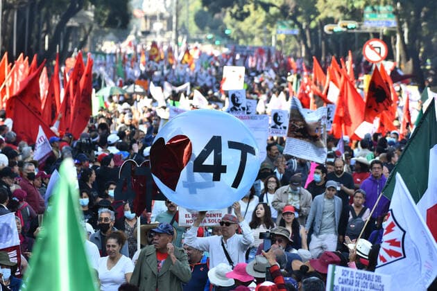 Mexico™s President Heads March of Transformation November 27, 2022, Mexico City, Mexico: Persons join during the March of Transformation in support of the Mexican President Andres Manuel Lopez Obrador at the Angel of Independence towards the Zocalo, prior to Lopez Obrador 4th Government Report. on November 27, 2022 in Mexico City, Mexico. (Photo by Carlos Tischler Eyepix Group) Copyright: xCarlosxTischler xEyepixxGroupx CT_27112022_82565