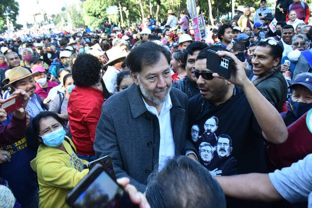 November 27, 2022, Mexico City, Mexico: Deputy Gerardo Fernandez NorooÂ±a takes part during the March of Transformation in support of the Mexican President Andres Manuel Lopez Obrador at the Angel of Independence towards the Zocalo, prior to his 4th Government Report. on November 27, 2022 in Mexico City, Mexico. Mexico City Mexico - ZUMAe321 20221127_zia_e321_047 Copyright: xCarlosxTischler xEyepixxGroupx