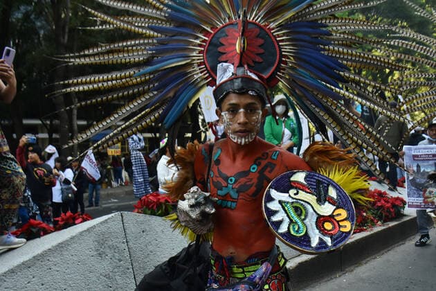 November 27, 2022, Mexico City, Mexico: Persons join during the March of Transformation in support of the Mexican President Andres Manuel Lopez Obrador at the Angel of Independence towards the Zocalo, prior to Lopez Obrador 4th Government Report. on November 27, 2022 in Mexico City, Mexico. Mexico City Mexico - ZUMAe321 20221127_zia_e321_089 Copyright: xCarlosxTischler xEyepixxGroupx