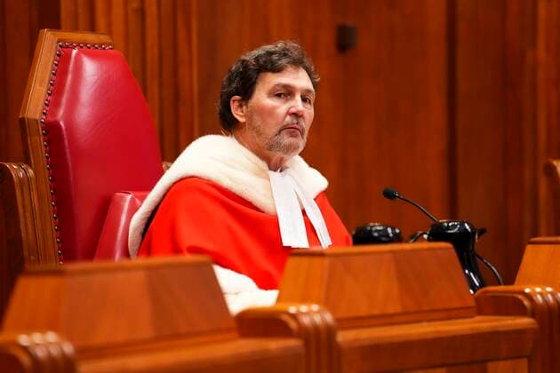 November 28, 2022, Ottawa, ON, Canada: Richard Wagner, Chief Justice of Canada, welcomes Justice Michelle O Bonsawin during a ceremony at the Supreme Court of Canada in Ottawa, on Monday, Nov. 28, 2022. O Bonsawin is the first Indigenous judge to be appointed to the Supreme Court of Canada. Ottawa Canada  - ZUMAc35_ 20221128_zaf_c35_065 Copyright: xSeanxKilpatrickx