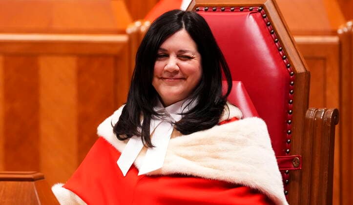 November 28, 2022, Ottawa, ON, Canada: Justice Michelle O Bonsawin winks at her family as she is welcomed during a ceremony at the Supreme Court of Canada in Ottawa, on Monday, Nov. 28, 2022. O Bonsawin is the first Indigenous judge to be appointed to the Supreme Court of Canada. Ottawa Canada  - ZUMAc35_ 20221128_zaf_c35_066 Copyright: xSeanxKilpatrickx
