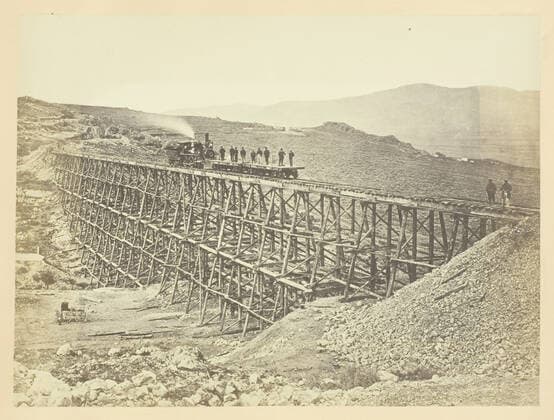 RECORD DATE NOT STATED Trestle Work, Promontroy Point, Salt Lake Valley, 1868 69. Creator: Andrew Joseph Russell. Copyright:xHeritagexArt HeritagexImagesx IMAGO ,2840629 ! ACHTUNG: AUFNAHMEDATUM GESCHÄTZT!  Copyright:HeritagexArt HeritagexImagesx IMAGO