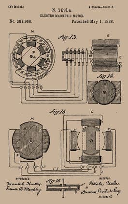 RECORD DATE NOT STATED Tesla s Electro-magnetic motor patent. Creator: Historic Object. Copyright:x?xFinexArtxImages HeritagexImagesx IMAGO ,2912733 ! ACHTUNG: AUFNAHMEDATUM GESCHÄTZT!  Copyright:?xFinexArtxImages HeritagexImagesx IMAGO