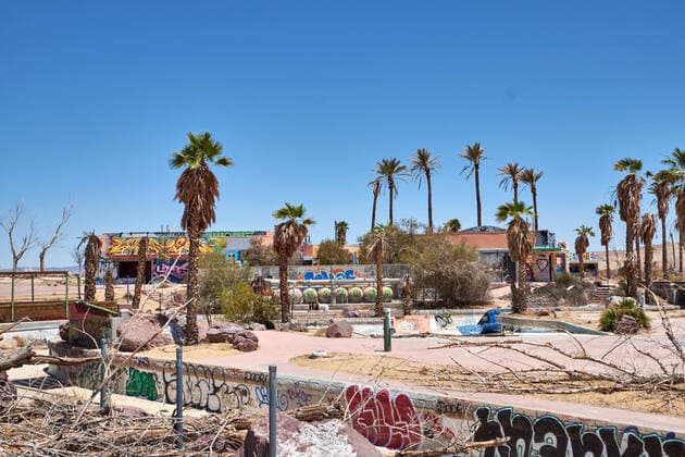 June 20, 2018, Newberry Springs, California, U.S: RockÃ¢â‚¬AÃ¢â‚¬Hoola Waterpark in the Mojave Desert. Opened in 1962, abandoned in 2004. Newberry Springs U.S. - ZUMAi11_ 20180620_zap_i11_028 Copyright: xIanxL.xSitrenx