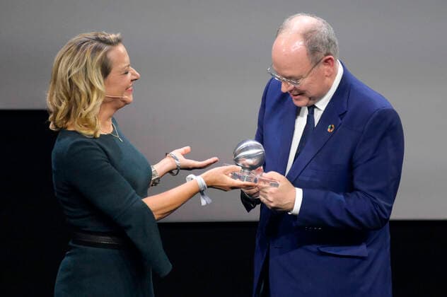 Antje Boetius and Prince Albert II of Monaco at the presentation of the 15 German Sustainability Award 2022 at the Maritim Hotel Düsseldorf, 02 12 2022 Foto:xF.xKernx xFuturexImage