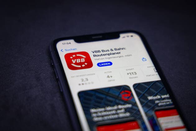 App Store Apple 30 10 2022 Apple App Store on an iPhone Traffic Apps VBB Bus Bahn Route Planner