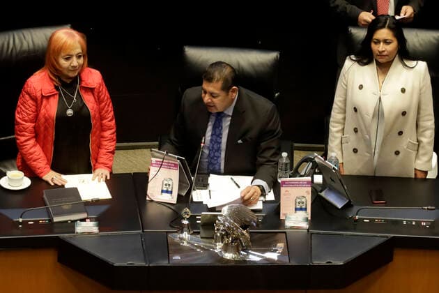 Human rights president appears before the Mexican Senate December 7, 2022, Mexico City, Mexico: December 7, 2022, Mexico City, Mexico: The president of the National Human Rights Commission, Rosario Piedra Ibarra with the president of the Senate, Alejandro Armenta Mier in their appearance before senators in the Senate of Mexico in Mexico City. on December 7, 2022 in Mexico City, Mexico. (Photo by Luis Barron Eyepix Group). Copyright: xLuisxBarronx xEyepixxGroupx LB_20221207_CNDH7