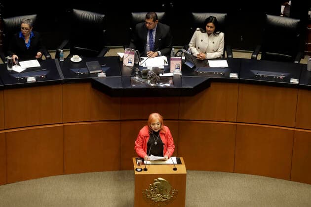 Human rights president appears before the Mexican Senate December 7, 2022, Mexico City, Mexico: The president of the National Human Rights Commission, Rosario Piedra Ibarra appears before senators at the Mexican Senate in Mexico City. on December 7, 2022 in Mexico City, Mexico. (Photo by Luis Barron Eyepix Group). Copyright: xLuisxBarronx xEyepixxGroupx LB_20221207_CNDH8