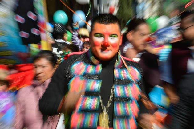 December 08 in Toluca, Mexico : As part of the celebrations of the national day of the clown on December 10, Toluca clowns came to the Cathedral of San Jose to hear mass and then with dances and performance walked through the main streets of downtown. on December 08 in Toluca, Mo xico. Toluca Mexico - ZUMAe321 20221208_zia_e321_103 Copyright: xArturoxHernandezx