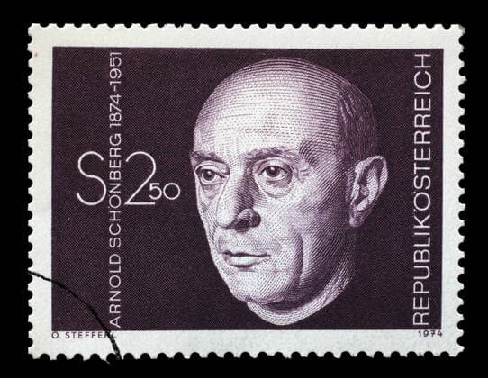 RECORD DATE NOT STATED Stamp printed in Austria shows Arnold Schonberg, composer, circa 1974 , 22069522.jpg, arnold, austria, austrian, card, collection, collector, communication, composer, conductor, connection, correspondence, date, delivery, dodecaphony, educator, expressionism, franz, history, hobby, image, letter, mail, mark, musicologist, philatelist, philately, postage, postage stamp, postcard, postman, relationship, retro, schoenberg, schonberg, stamp, twelve-tone technique, vintage, walter, zigzag,