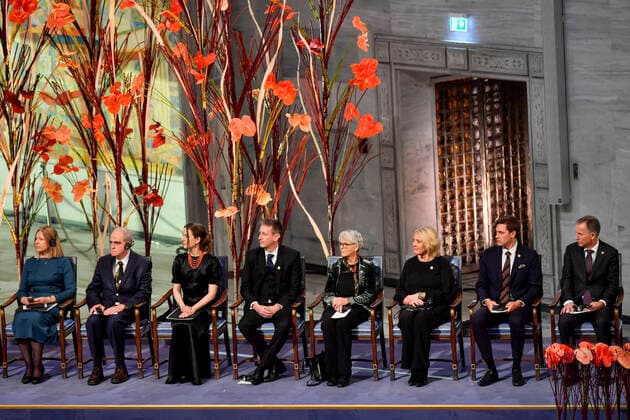 Oslo 20221210 F v Natallia Pintsyuk, who represents her husband, the activist Ales Byalyatski from Belarus, Jan Ratchinskij, who represents the Russian organization Memorial and Oleksandra Matviytsyuk, who represents the Ukrainian organization Center for C  Copyright: xRodrigoxFreitasx 9Y8J35U6lqg