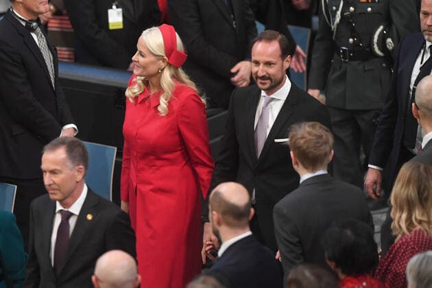 Crown Princess Mette-Marit of Norway and Crown Prince Haakon of Norway attend the 2022 Nobel Peace Prize award ceremony at the City Hall in Oslo, Norway on December 10, 2022.  LON20221210218 PAULxTREADWAY