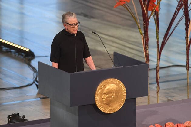 Berit Reiss Andersen (Chairman of the Norwegian Nobel Committee) attends the 2022 Nobel Peace Prize award ceremony at the City Hall in Oslo, Norway on December 10, 2022.  LON20221210212 PAULxTREADWAY