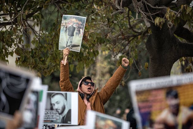 December 10, 2022, Istanbul, Turkey: Protesters hold placards expressing their opinion during the demonstration. Mahsa Amini s death has sparked weeks of violent protests across Iran and other countries. Mahsa fell into a coma and died after being arrested in Tehran by the morality police for allegedly violating the country s hijab rules. In the trials regarding the protests, 11 people have been sentenced to death so far. Istanbul Turkey - ZUMAs197 20221210_zaa_s197_176 Copyright: xOnurxDogmanx