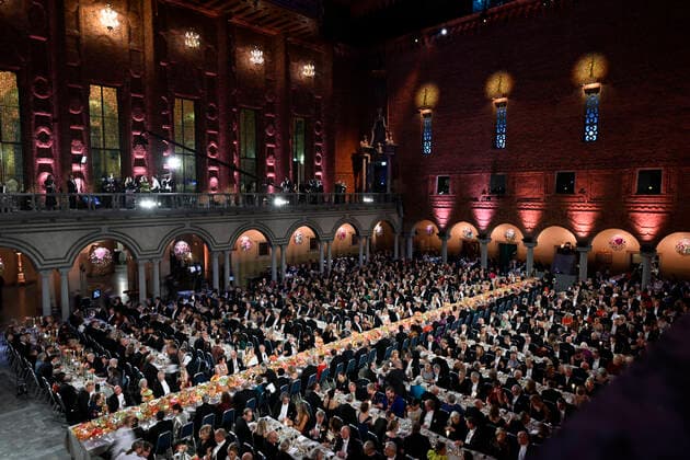 STOCKHOLM 20221210 The Nobel Banquet in the City Hall in Stockholm on Saturday STOCKHOLM Sweden x10050x,  Copyright: xPontusxLundahl TTx NOBEL 2022 BANKETTEN