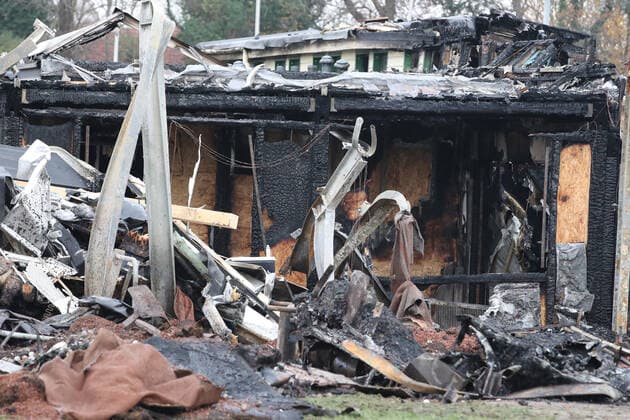 09 12 2022, Dortmund, On a golf course in Dortmund Wambel, a teeing ground was almost completely destroyed by fire in the night of Saturday 10 December Arson can not be ruled out The fire department was in action until the morning The golf course at the racecourse in Wambel was badly destroyed North Rhine Westphalia Germany