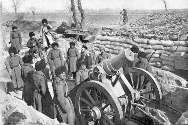 RECORD DATE NOT STATED Russian six inch howitzer battery, Russo-Japanese War, 1904-5. Artist: Unknown Copyright:xAnnxRonanxPicturexLibrary Heritage-Imagesx IMAGO ,1151352 ! ACHTUNG: AUFNAHMEDATUM GESCHÄTZT!  Copyright:AnnxRonanxPicturexLibrary Heritage-Imagesx IMAGO