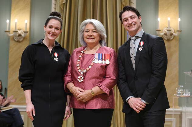 December 14, 2022, Ottawa, ON, Canada: Governor General Mary Simon invests Scott Moir and Tessa Virtue as a members of the Order of Canada during a ceremony at Rideau Hall in Ottawa on Wednesday, December 14, 2022. Ottawa Canada  - ZUMAc35_ 20221214_zaf_c35_080 Copyright: xPatrickxDoylex