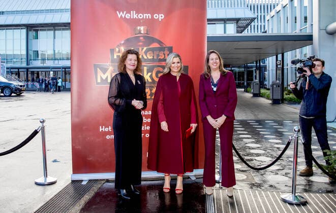 15-12-2022 Queen Maxima attend the recordings of the Christmas Music Gala in Amsterdam where young musical talents perform together with well-known artists such as Edsilia Rombley, Karsu, Kris Kross Amsterdam and OG3NE. The largest school band in the Netherlands will appear again this year in this dazzling Christmas show. Â  Copyright: xPPEx