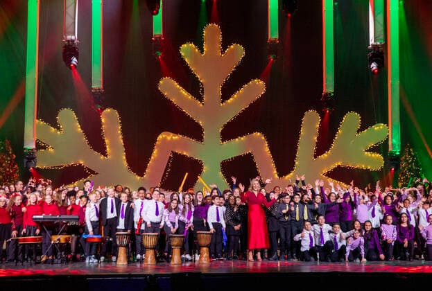 15-12-2022 Queen Maxima attend the recordings of the Christmas Music Gala in Amsterdam where young musical talents perform together with well-known artists such as Edsilia Rombley, Karsu, Kris Kross Amsterdam and OG3NE. The largest school band in the Netherlands will appear again this year in this dazzling Christmas show. Â  Copyright: xPPEx